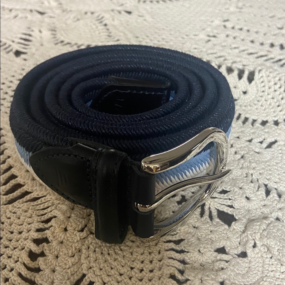 ALERO SPORT Leather and Rope Belt in Navy and White